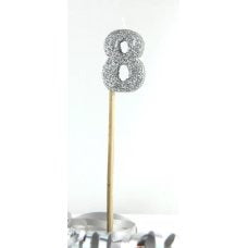 Silver Glitter Candle #8