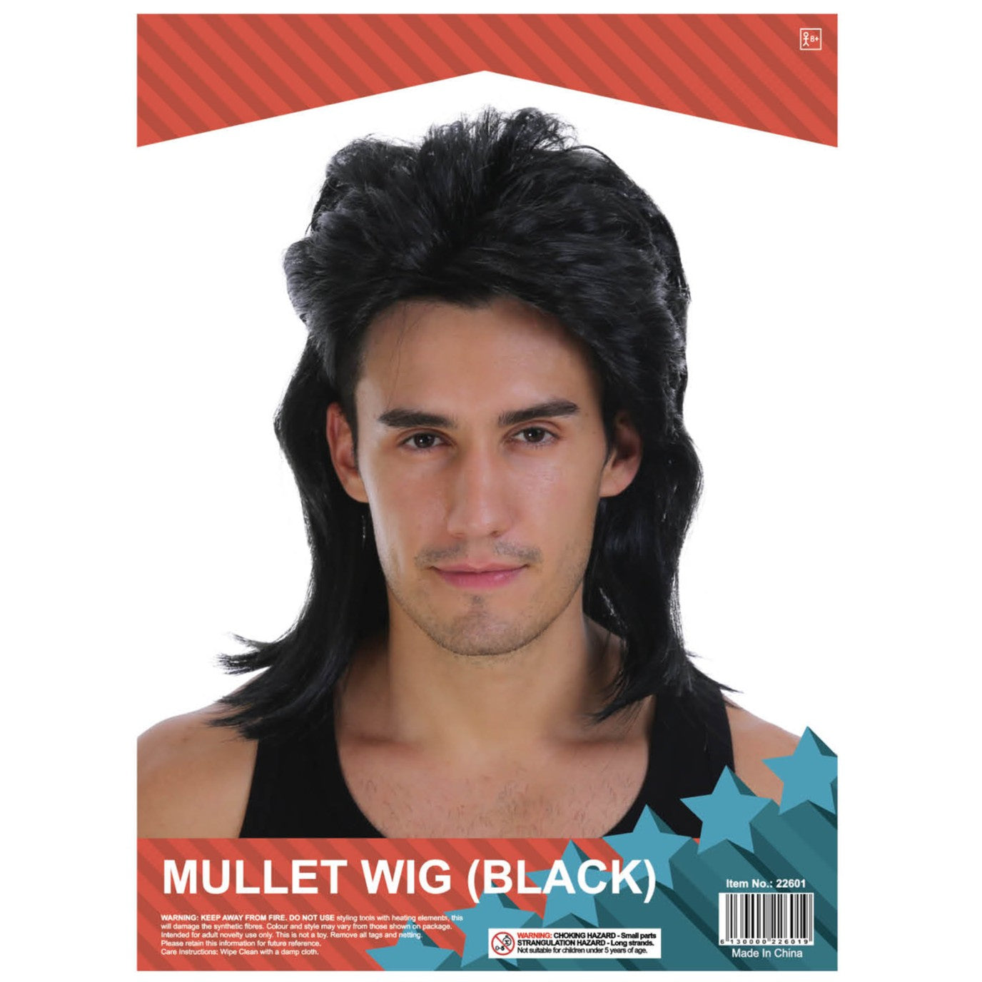 Mens Mullet Wig (Black) image 0