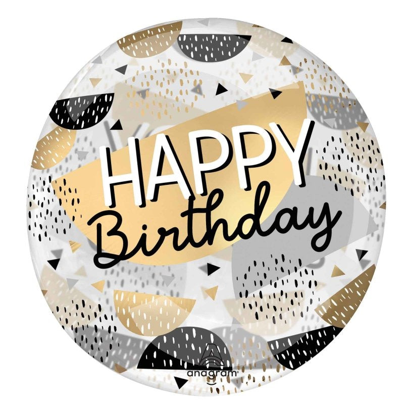 Clearz Happy Birthday Black & Gold 50cm