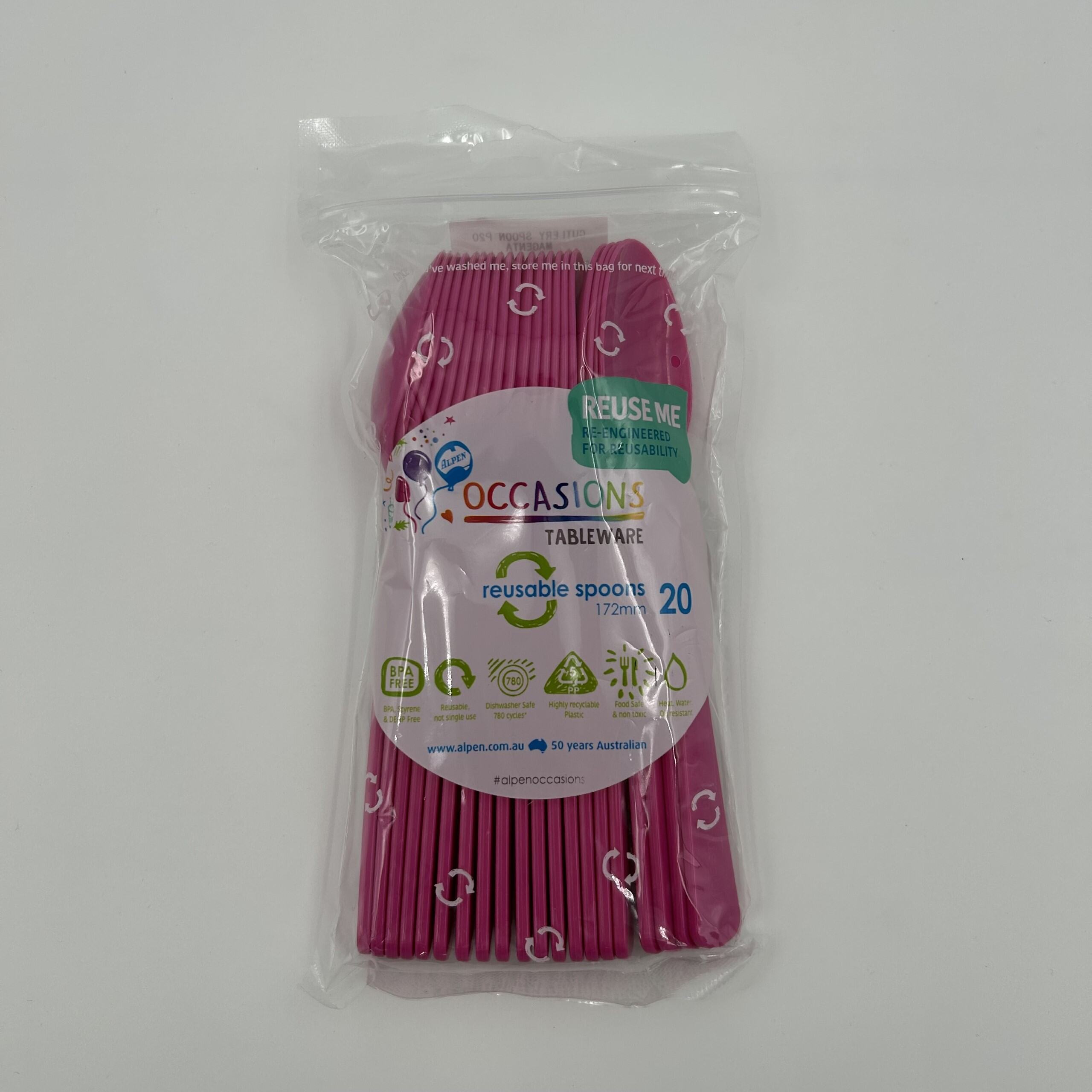 Magenta Plastic Spoon Pack 20 image 0