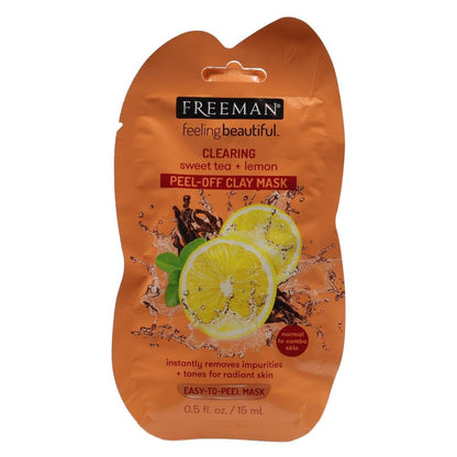 FREEMAN 15mL PEEL OFF CLAY MASK CLEATING SWEET TEA AND LEMON NORMAL TO COMBO SKIN