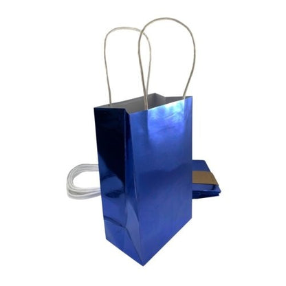 Paper Party Bag Metallic Blue pk5