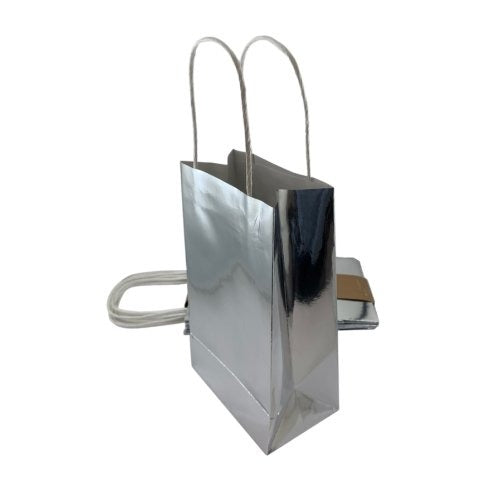 Paper Party Bag Metallic Silver pk5