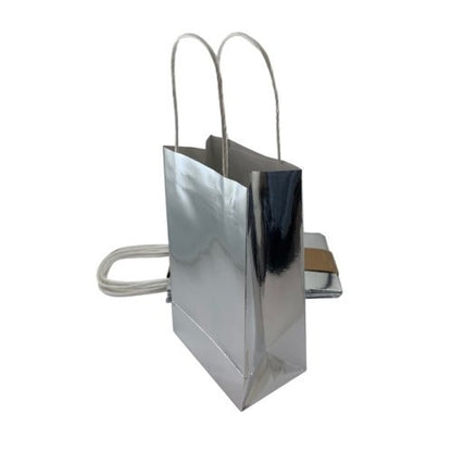 Paper Party Bag Metallic Silver pk5