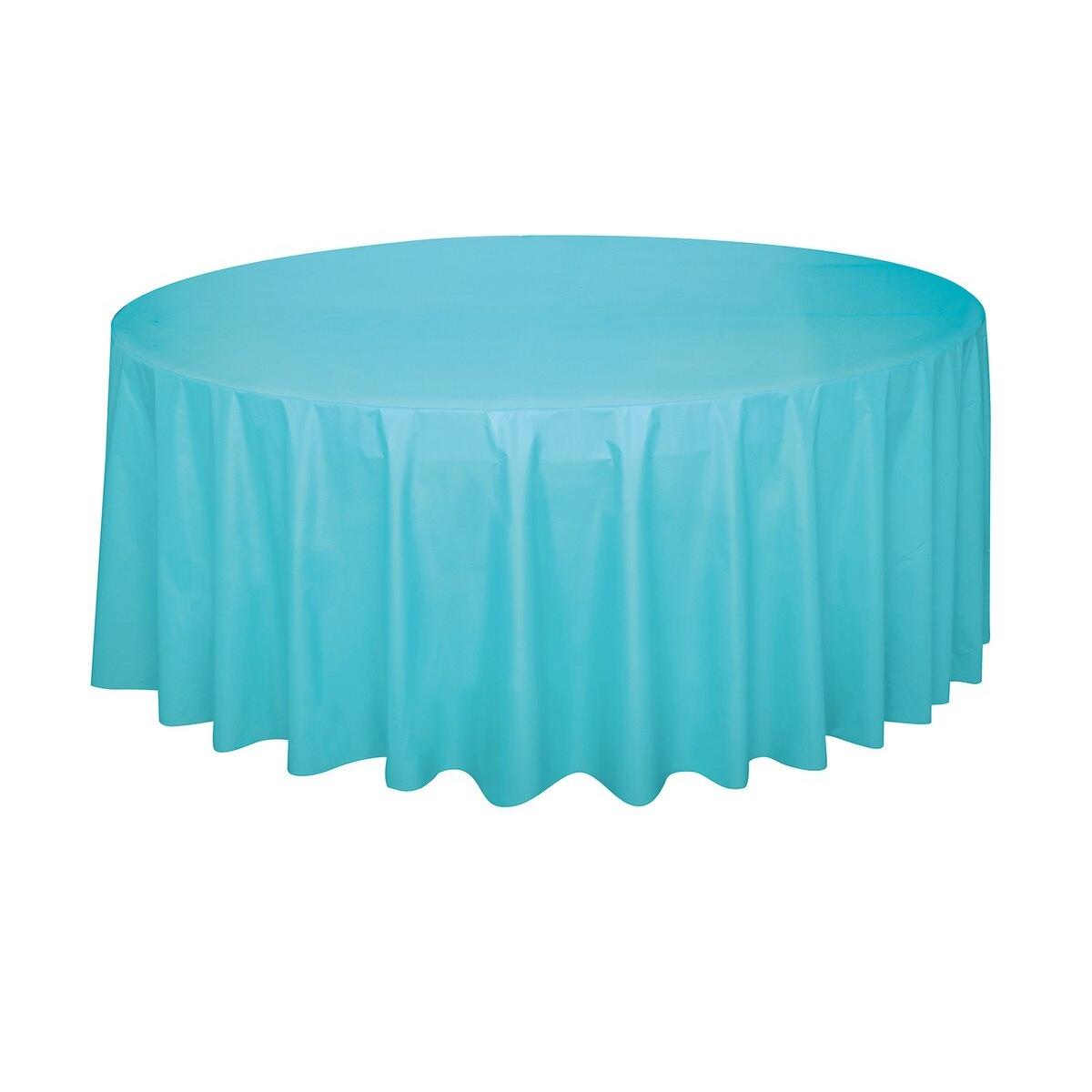 Plastic Round Table Cover 2.1M - Terrific Teal