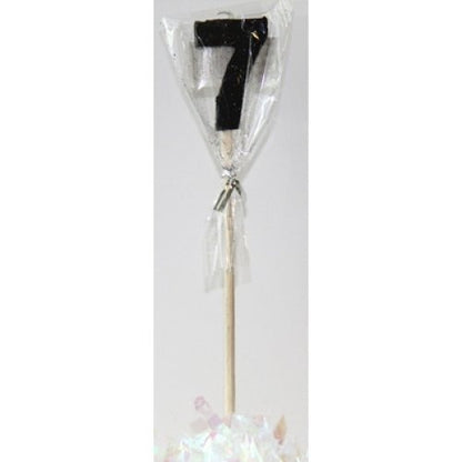 CANDLE BLACK GLITTER LONG STICK #7 image 0