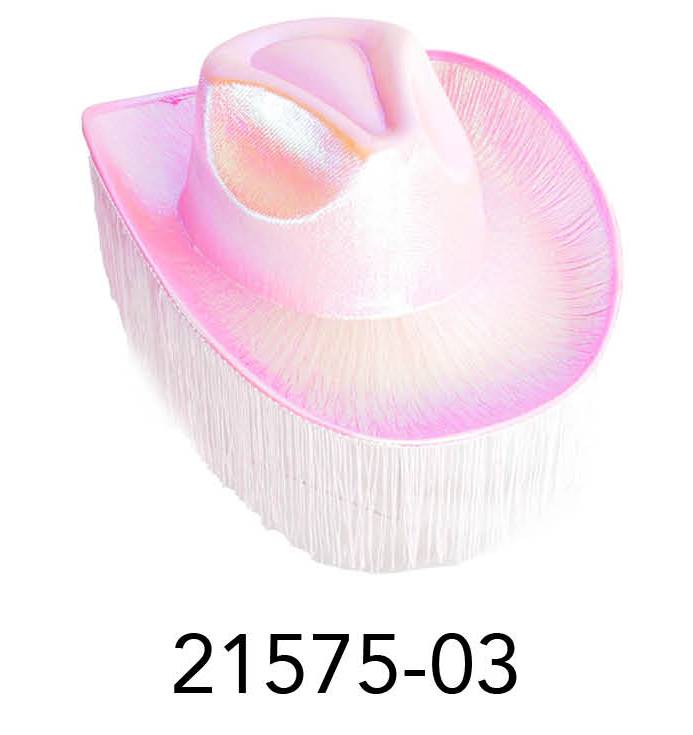 Metallic cowboy hat with fringing (Light Pink) image 0