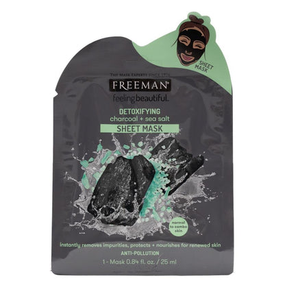 FREEMAN PK1 25mL SHEET MASK DETOXIFYING CHARCOAL AND SEA SALT NORMAL TO COMBO SKIN