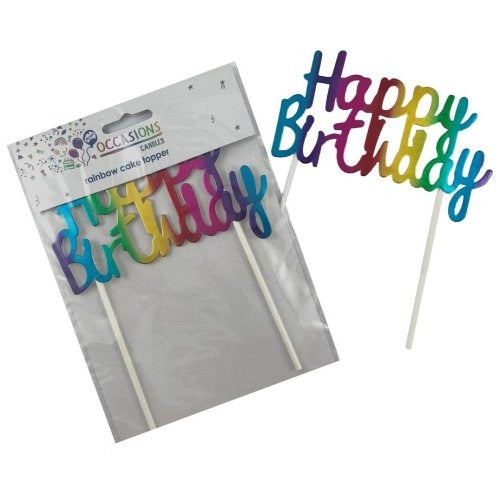 CAKE TOPPER HBDAY MET.RAINBOW image 0