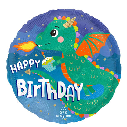 Standard HX Cute Dragon BDAY 40cm Foil Balloon