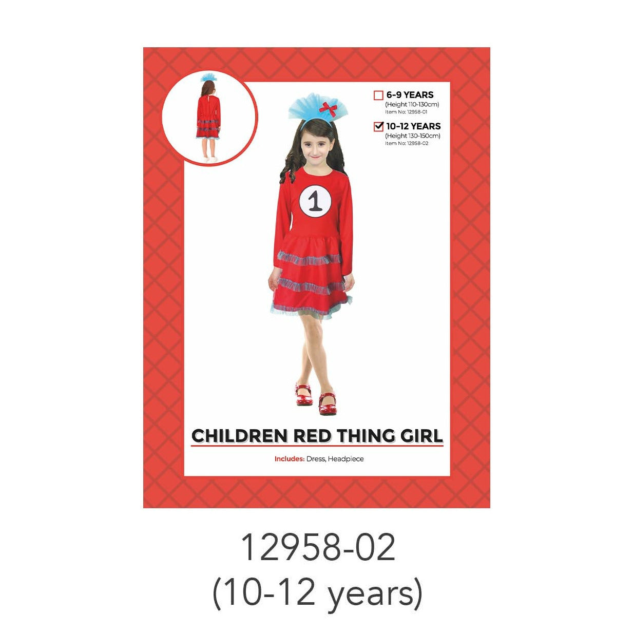 Children Red Thing 1 Girl Costume 10-12 Years image 0