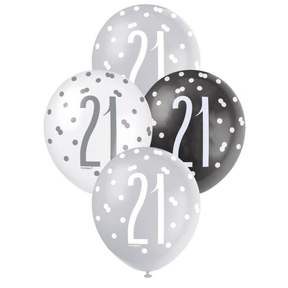 Black, Silver & White Assorted 30cm Latex Balloons - 21 image 0