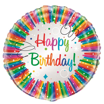 Rainbow Ribbons "Happy Birthday" 45cm Foil Balloon