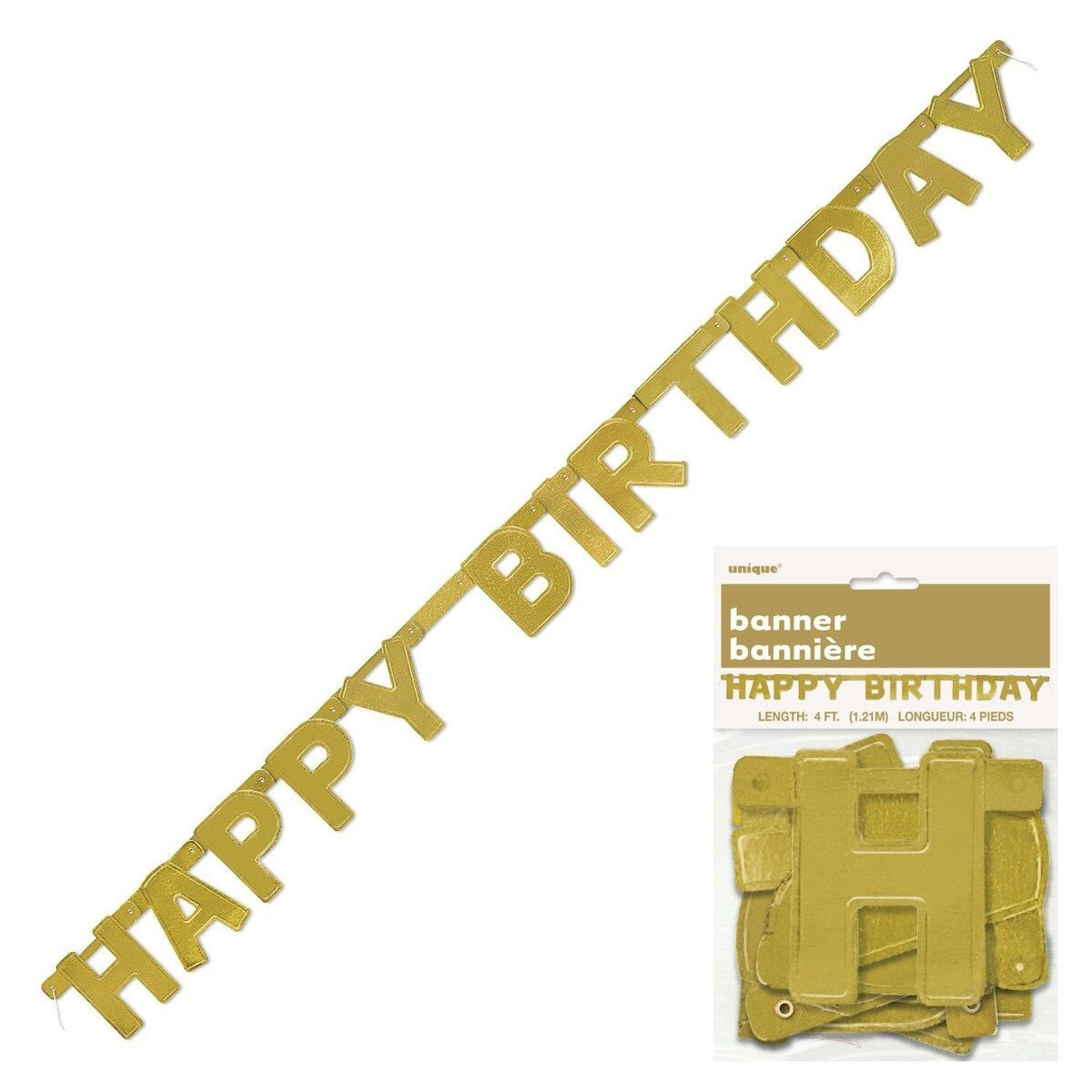 Golden Happy Birthday Jointed Banner 1.2M
