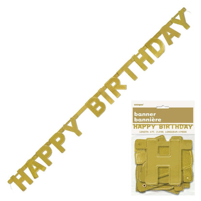 Golden Happy Birthday Jointed Banner 1.2M