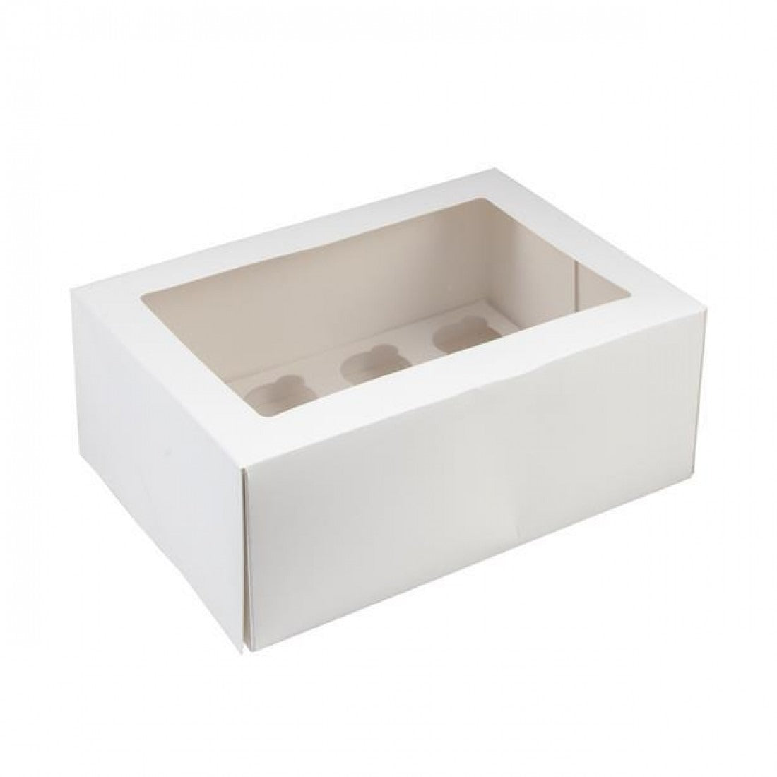 12 Holds White Mini Cupcake Box with Insert (9.5x6.5x3in) (5 Pack) image 0