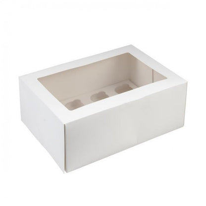 12 Holds White Mini Cupcake Box with Insert (9.5x6.5x3in) (5 Pack) image 0