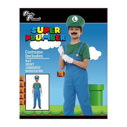 Kids Plumber Green Kids Costume XLarge (H: 140cm W: 62cm) image 0