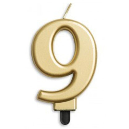 CANDLE NUMERAL JUMBO GOLD #9 image 0