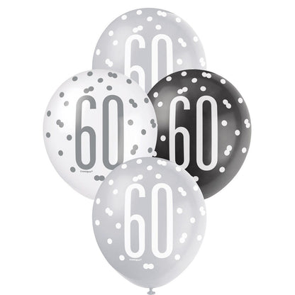 Black, Silver & White Assorted 30cm Latex Balloons - 60 image 0