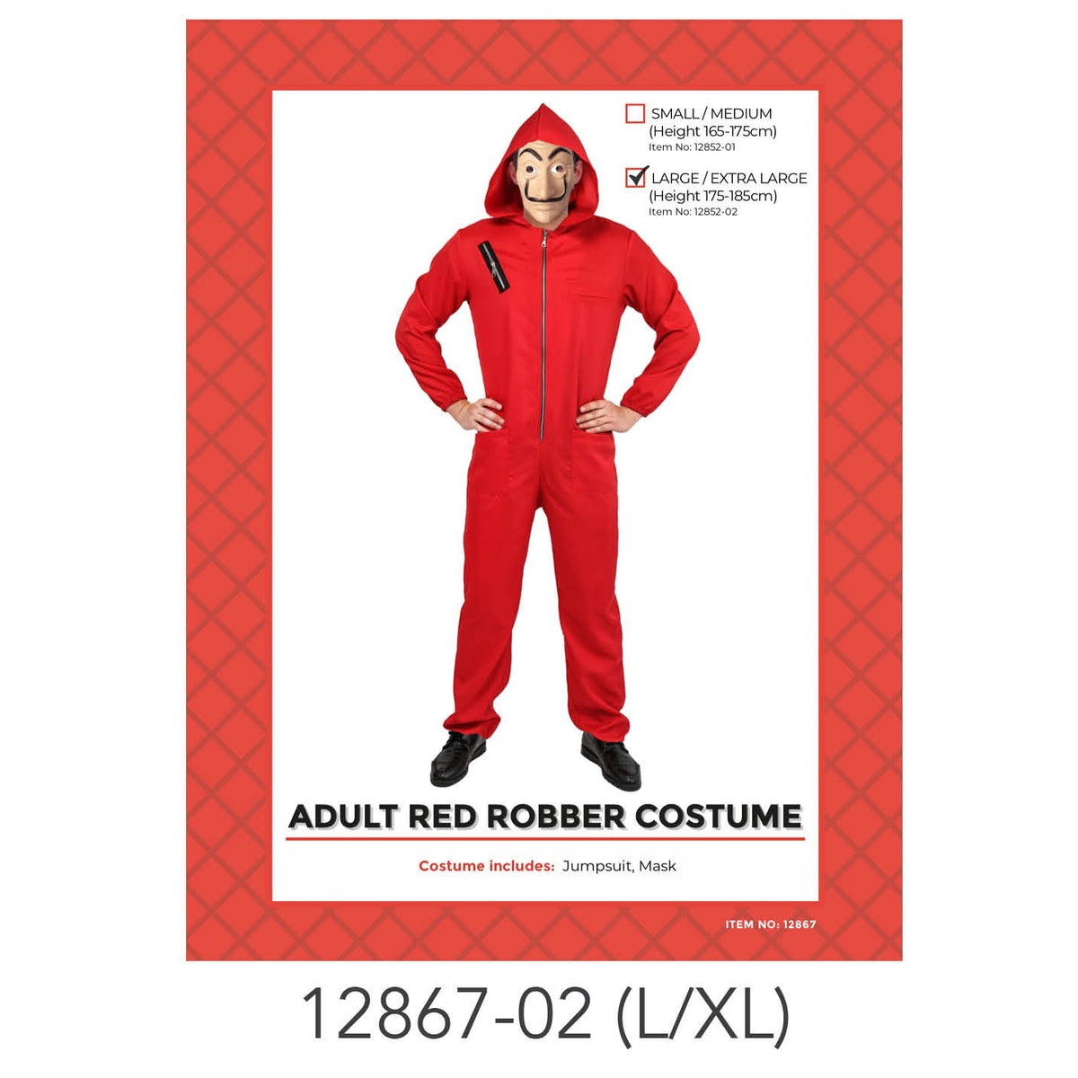 Robber Red Adult Red Robber Costume (L/XL)ADD MASK – More Than Party