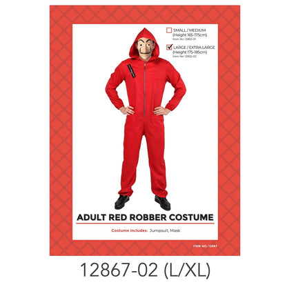 Adult Red Robber Costume (L/XL)ADD MASK image 0