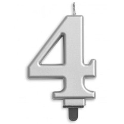 CANDLE NUMERAL JUMBO SILVER #4 image 0