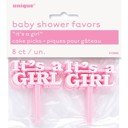 8 ITS A GIRL CAKE PICKS PINK image 0