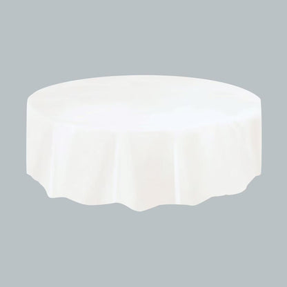 Plastic Round Table Cover 2.1M - White