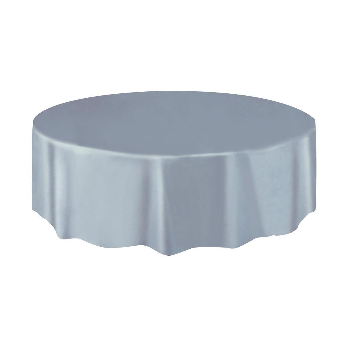 Plastic Round Table Cover 2.1M - Silver