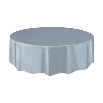 Plastic Round Table Cover 2.1M - Silver