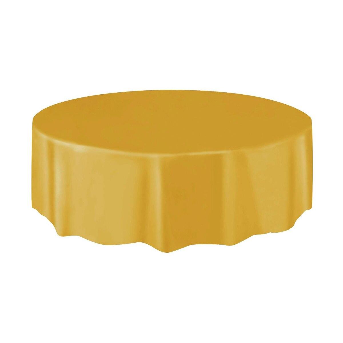 Plastic Round Table Cover 2.1M - Gold