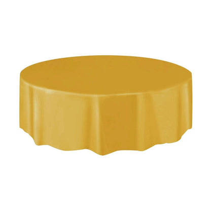 Plastic Round Table Cover 2.1M - Gold