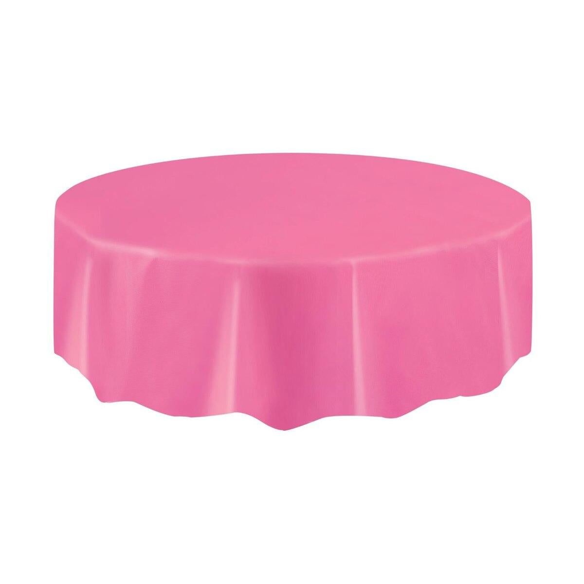 Plastic Round Table Cover 2.1M - Hot Pink