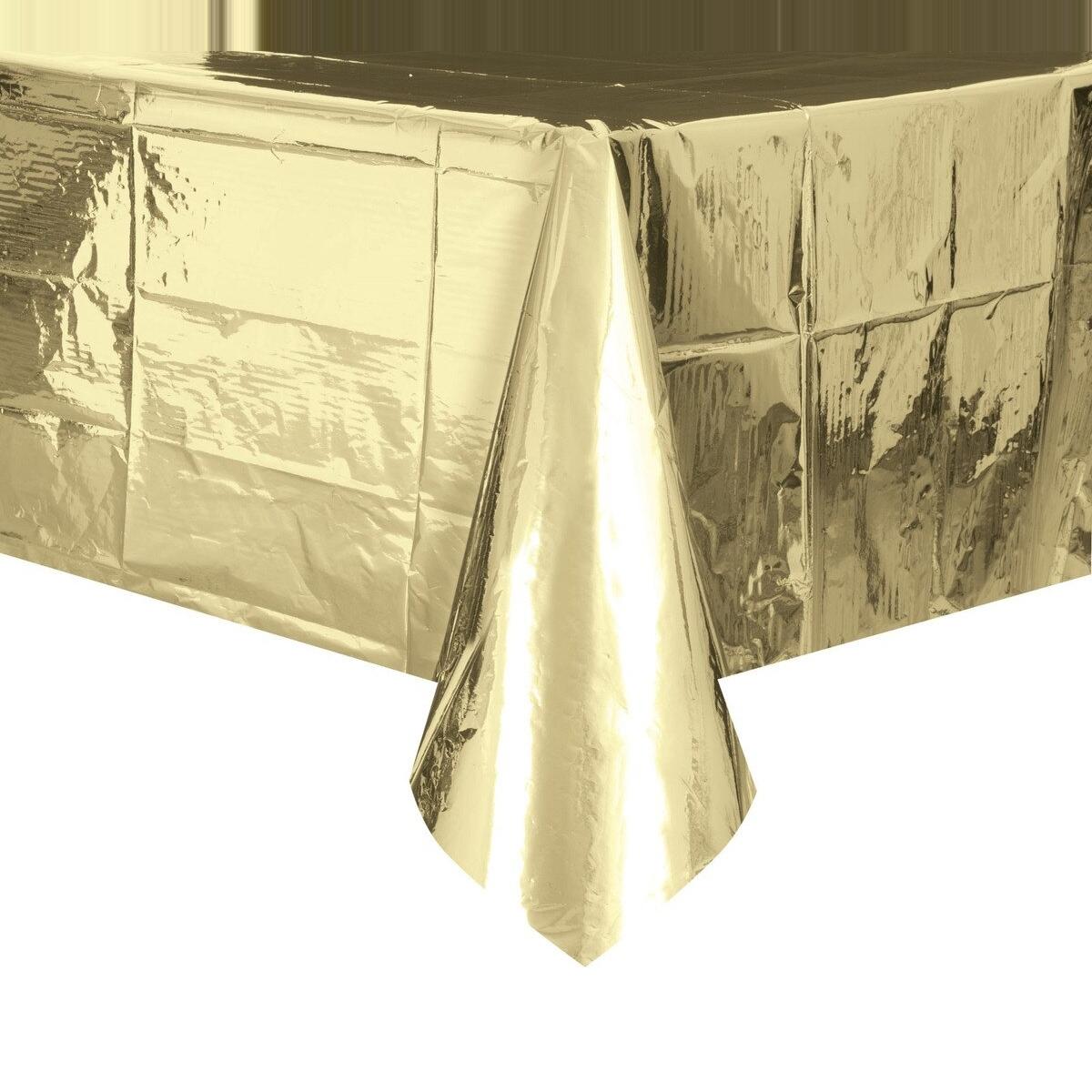 Plastic Rectangle Table Cover 2.1 X 1.3M - Gold Foil