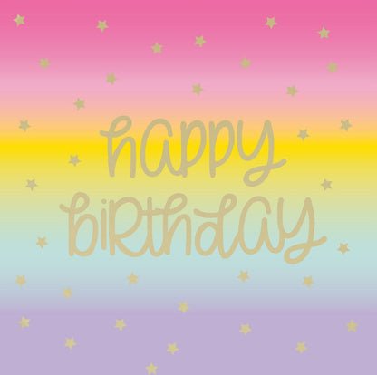 Rainbow Star Happy Birthday Foil Stamped Lunch Napkins 16pk