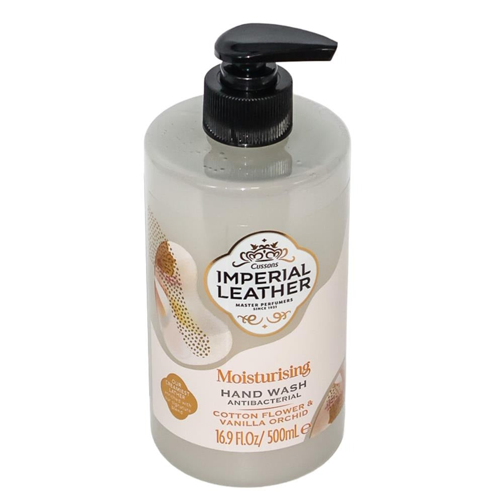 IMPERIAL LEATHER 500mL HAND WASH ANTIBACTERIAL MOISTURISING COTTON FLOWER AND VANILLA ORCHID