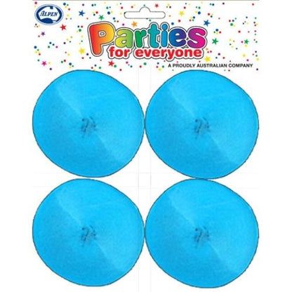 Crepe Streamer 4pk - Azure Blue