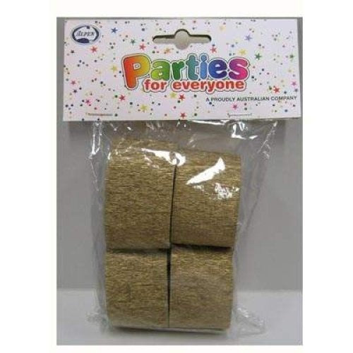 Crepe Streamer 4pk - Shimmer Gold