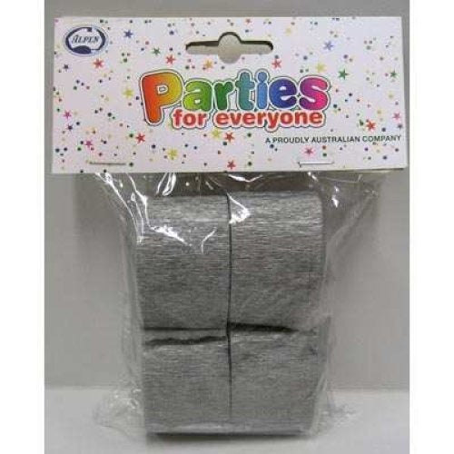 Crepe Streamer 4pk - Shimmer Silver