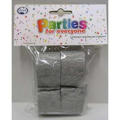Crepe Streamer 4pk - Shimmer Silver