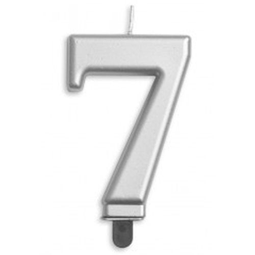 CANDLE NUMERAL JUMBO SILVER #7 image 0