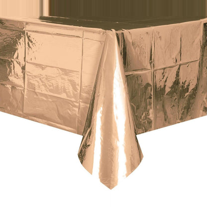 Plastic Rectangle Table Cover 2.1 X 1.3M - Rose Gold Foil