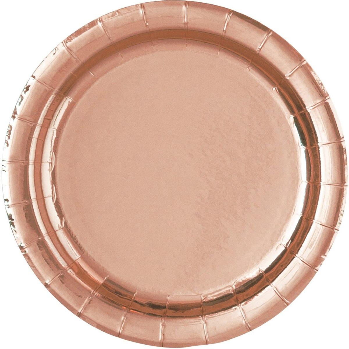 Rose Gold Foil 17cm 8pk Paper Plates
