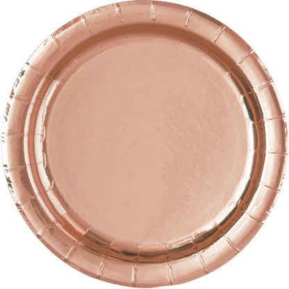 Rose Gold Foil 17cm 8pk Paper Plates