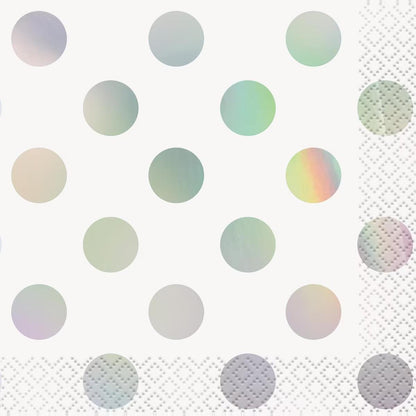 Iridescent Foil Dot 16pk Cocktail Beverage Napkins