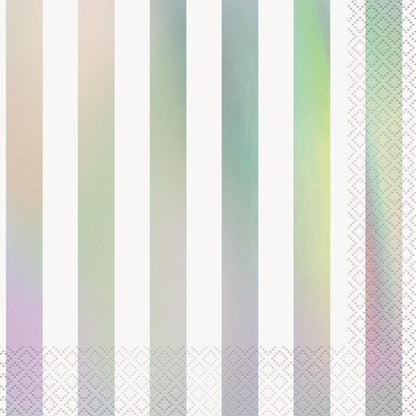 Iridescent Foil Stripe 16pk Lunch Napkins