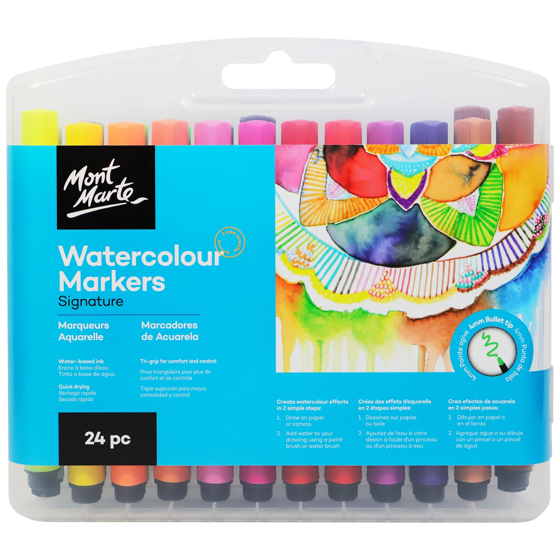Watercolour Markers 24pc Tri Grip in Case image 0