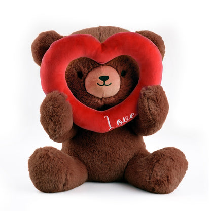 Brown Bear Holding Heart Plushie 28cm image 0