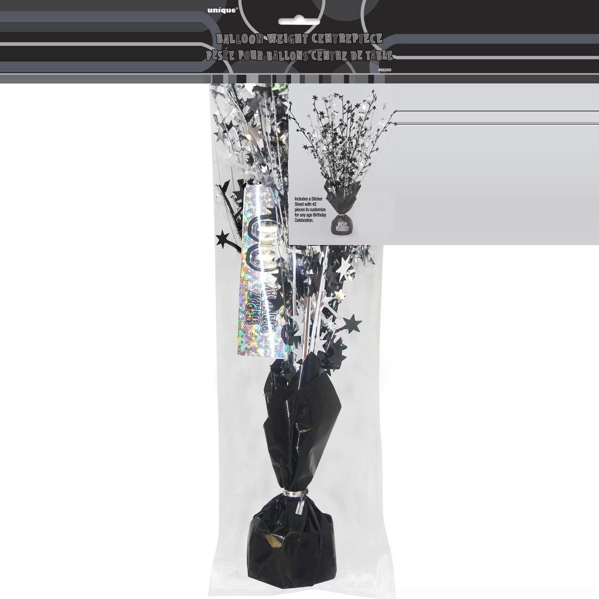 Glitz Black Foil Balloon Weight with Sticker Sheet